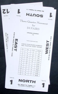 Bridge Howell Movement Cards for 24 pairs (12 Tables) - 3/4 Movement (Grey)