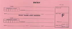 Entry Forms - Tournament - Pairs - Letter F - Pink - 1000