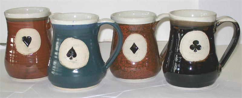 Bridge Pottery Mugs - Single Bridge, Spade, Club or Heart