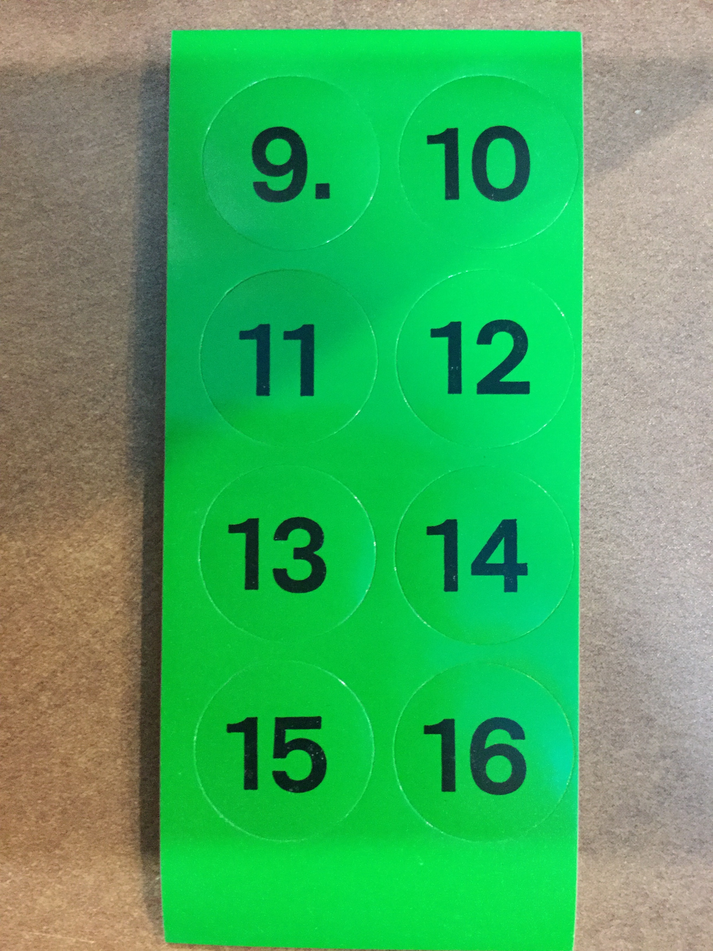 Jannersten - Round Green Stickers for Duplicate Boards #9-16