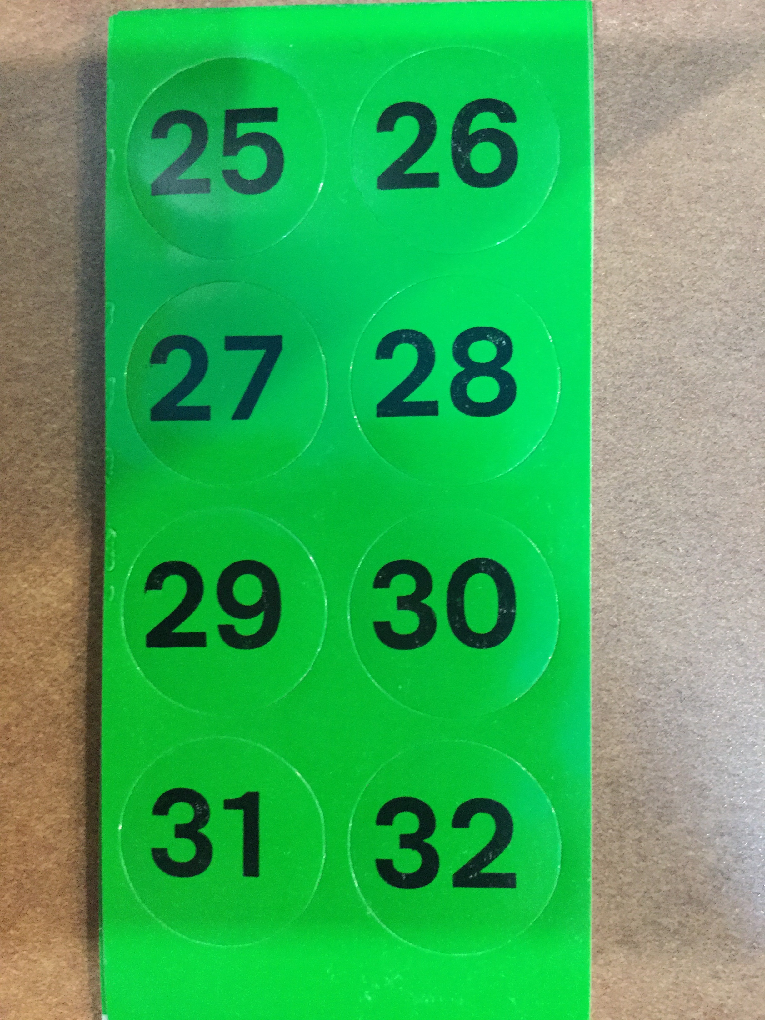 Jannersten - Round Green Stickers for Duplicate Boards #25-32