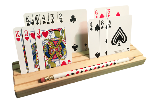 Wooden Card Rack with Pencil Holder