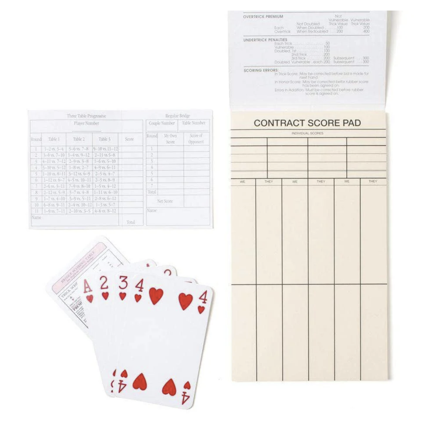 Caspari Bridge Gift Set - Jumbo Index Halsted Floral - 1 Double Deck Bridge Cards + 2 Score Pads