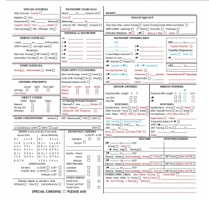 Convention Cards - Form 1240 Standard - with Personal Score Sheet - 500 Sheets -  View for Bulk discounts