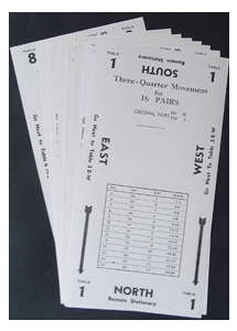 Bridge Howell Movement Cards for 16 Pairs (8 Tables) - Three Quarter Movement (White)