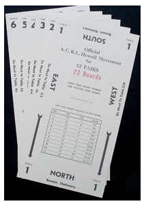 Bridge Howell Movement Cards for 12 Pairs (6 Tables) - Short (Grey or Purple)