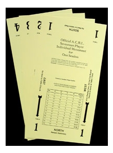 Bridge Individual Movement Cards for 17 Players One Session (Yellow)>