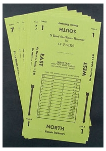 Howell Movement Cards for 14 Pairs (7 Tables) - Medium. Green (Also known as 24 Board One Winner Movement Card)(Needs audit in 2025)