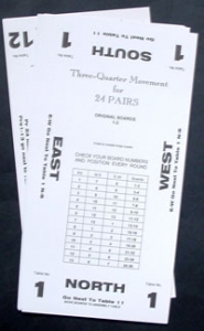 Bridge Howell Movement Cards for 24 pairs (12 Tables) - 3/4 Movement (Grey)