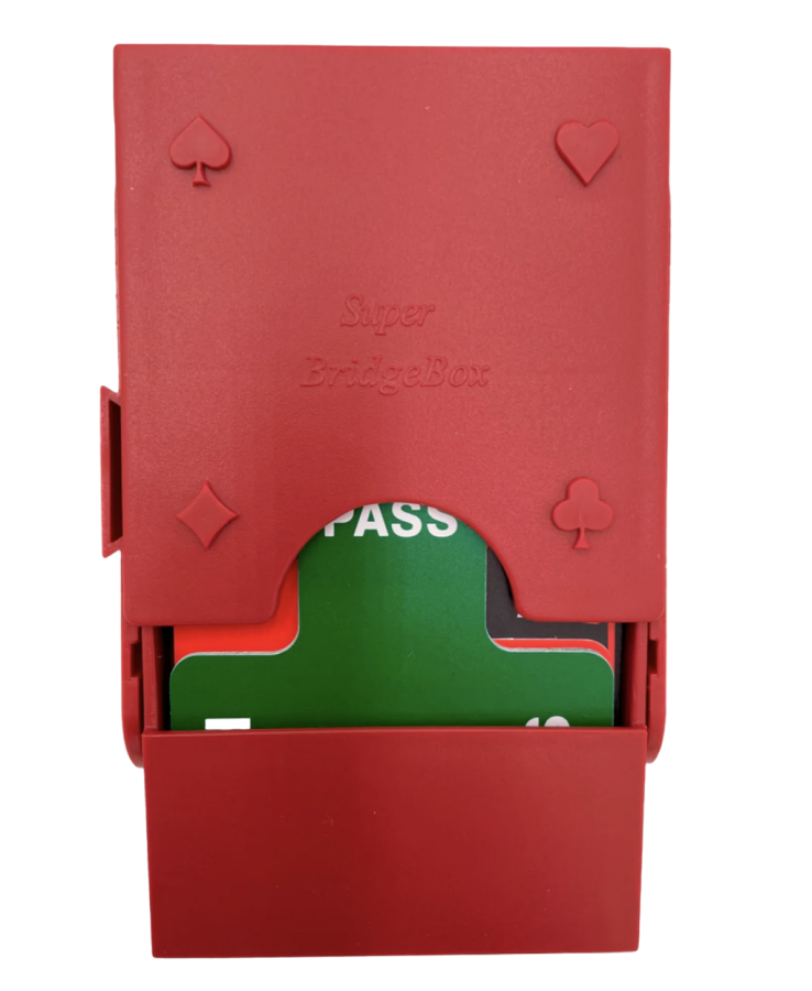 SuperBridge Boxes with Plastic Cards Red (set of 4)