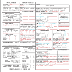Revised 1240 Standard Convention Card - with Personal Score Sheet - 500 Sheets -  View for Bulk discounts