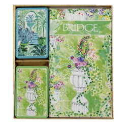 Caspari Bridge Gift Set - Regular Index Jardin De Luxembourg- 1 Double Deck Bridge Cards + 2 Score Pads